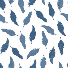 Seamless feather pattern. Elements of a linear hand drawn design. Simple abstract shapes, minimalism. Part of a bird's wing. Light vector background for cover, paper, fabric and textile print