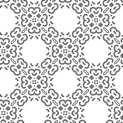 Geometric vector pattern with triangular elements. Seamless abstract ornament for wallpapers and backgrounds. Black and white colors. 