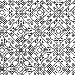 Geometric vector pattern with triangular elements. Seamless abstract ornament for wallpapers and backgrounds. Black and white colors. 