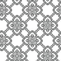 Geometric vector pattern with triangular elements. Seamless abstract ornament for wallpapers and backgrounds. Black and white colors. 