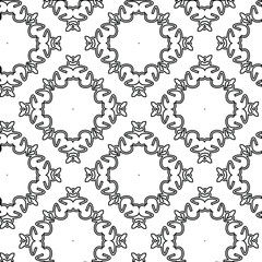 Geometric vector pattern with triangular elements. Seamless abstract ornament for wallpapers and backgrounds. Black and white colors. 