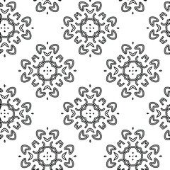  Geometric vector pattern with triangular elements. Seamless abstract ornament for wallpapers and backgrounds. Black and white colors. 