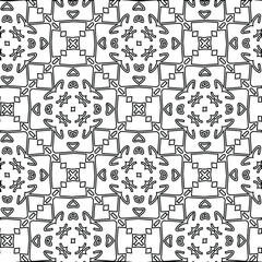  Geometric vector pattern with triangular elements. Seamless abstract ornament for wallpapers and backgrounds. Black and white colors. 