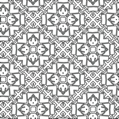  Geometric vector pattern with triangular elements. Seamless abstract ornament for wallpapers and backgrounds. Black and white colors. 
