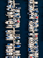 Top down shot on yacht harbor