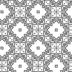 Geometric vector pattern with triangular elements. Seamless abstract ornament for wallpapers and backgrounds. Black and white colors. 