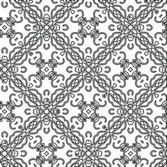  Geometric vector pattern with triangular elements. Seamless abstract ornament for wallpapers and backgrounds. Black and white colors. 