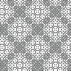  Geometric vector pattern with triangular elements. Seamless abstract ornament for wallpapers and backgrounds. Black and white colors. 