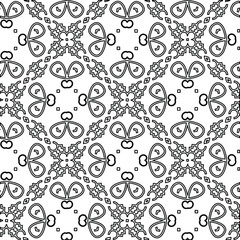  Geometric vector pattern with triangular elements. Seamless abstract ornament for wallpapers and backgrounds. Black and white colors. 