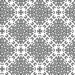  Geometric vector pattern with triangular elements. Seamless abstract ornament for wallpapers and backgrounds. Black and white colors. 
