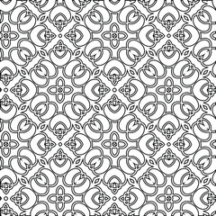  Geometric vector pattern with triangular elements. Seamless abstract ornament for wallpapers and backgrounds. Black and white colors. 
