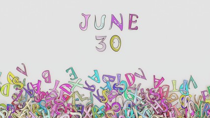 June 30 calendar puzzled month birthday schedule use