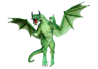 3D Rendering Fairy Tale Dragon on White