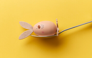 bunny shaped easter egg in a spoon