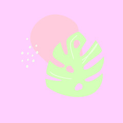 Contemporary art poster in pastel colors. Abstract shapes, trendy texture