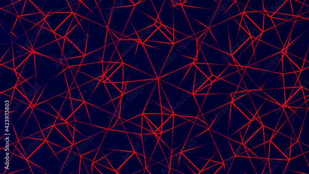 Poster dark black background with low poly red line futuristic technology background template .