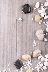 Fototapeta na wymiar White, black decorative rocks and pebbles