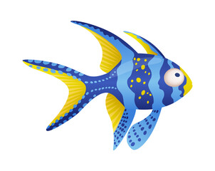 Fototapeta premium Decorative sea or aquarium fish on white background. Freshwater or saldwater aquarium cartoon fish. Variet of ornamental popular fish