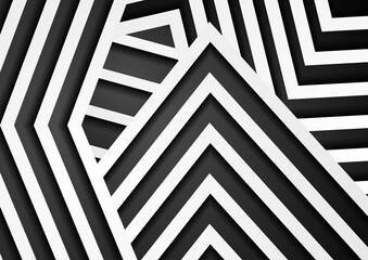 Abstract minimal background with black and white stripes. Vector geometric design