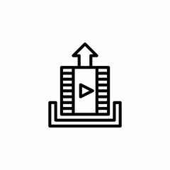 Line style video uploader icon. Vector