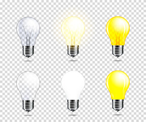 Set of transparent light bulb, isolated.