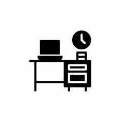 Desk in office space icon in glyph style. Vector