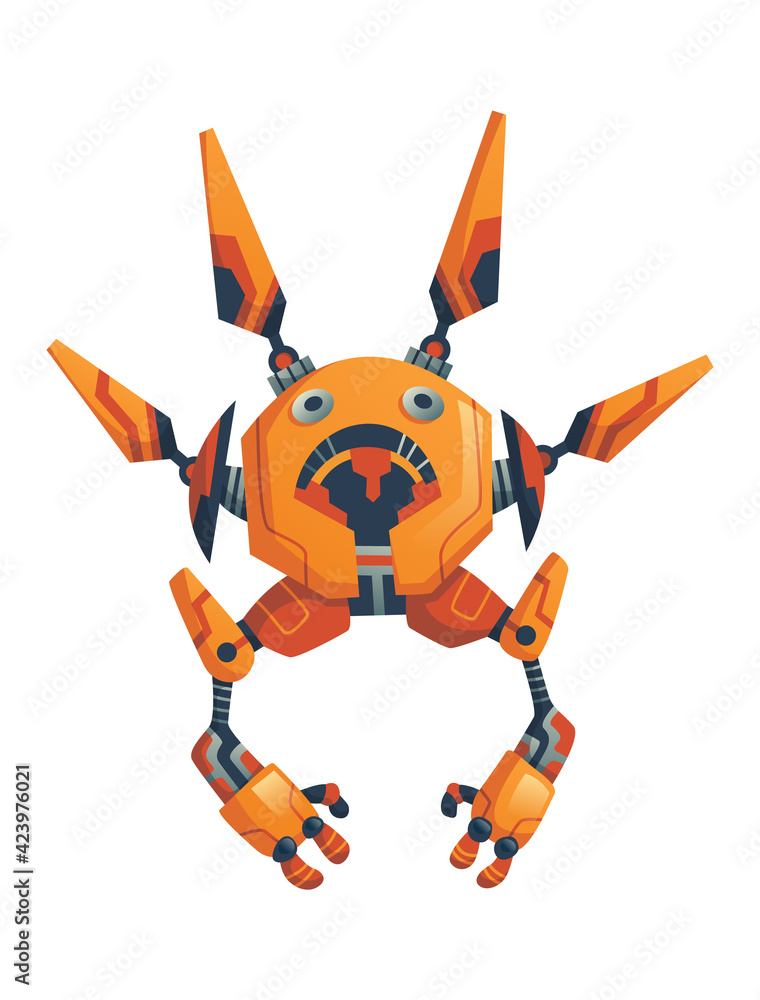 Poster modern robot concept. robotics and artificial intelligence technologies cyborg, military combat exos