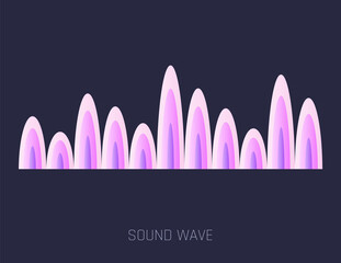 Color sound wave. Audio digital equalizer technology, musical pulse  Illustration. Voice line waveform or volume level symbol. Curve radio wave