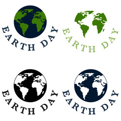 A set of EARTH DAY logo isolated on white background. 