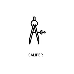 Caliper icon. External internal measurement. Thickness, depth. Drawing a circle. For various types of business and production. Vector sign in a simple style isolated on a white background. 64x64 pixel