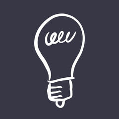 Light bulb doodle sketch. Idea, creativity and solution icon. Hand drawn vector illustration.