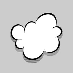 Comics speech bubble for text pop art design. White empty dialog cloud for text message, tag, advertise. Comics sketch puff explosion elements comic book text. Wow effect vector cartoon illustration