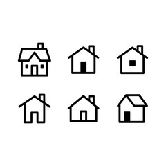 House vector icon set. Home simple linear symbols.