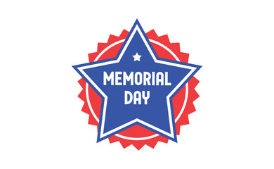 Fototapeta premium Memorial day badge design. United states veteran national holiday. Red, white and blue american flag colors.