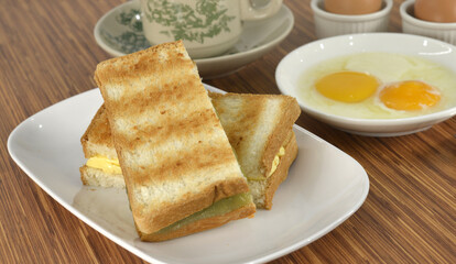 toasted bread and egg set in south east asia