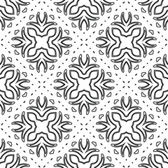 Geometric vector pattern with triangular elements. Seamless abstract ornament for wallpapers and backgrounds. Black and white colors. 