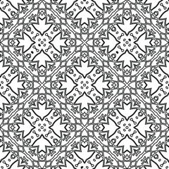 Geometric vector pattern with triangular elements. Seamless abstract ornament for wallpapers and backgrounds. Black and white colors. 