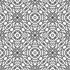 Geometric vector pattern with triangular elements. Seamless abstract ornament for wallpapers and backgrounds. Black and white colors. 