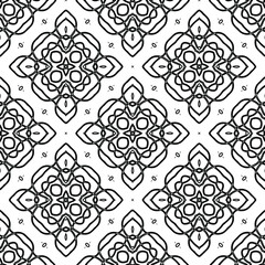 Geometric vector pattern with triangular elements. Seamless abstract ornament for wallpapers and backgrounds. Black and white colors. 