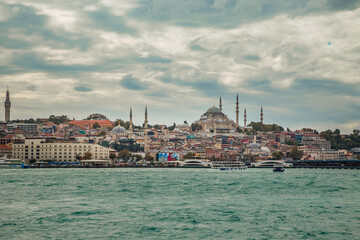 Strait of Bosphorus and Suleymaniye Mosque.