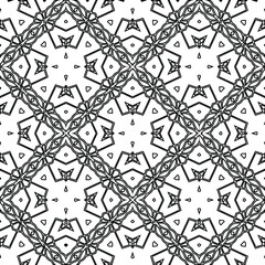 Geometric vector pattern with triangular elements. Seamless abstract ornament for wallpapers and backgrounds. Black and white colors. 