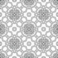 Fototapeta premium Geometric vector pattern with triangular elements. Seamless abstract ornament for wallpapers and backgrounds. Black and white colors. 
