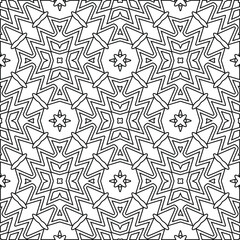 Geometric vector pattern with triangular elements. Seamless abstract ornament for wallpapers and backgrounds. Black and white colors. 