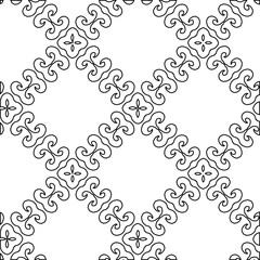 Geometric vector pattern with triangular elements. Seamless abstract ornament for wallpapers and backgrounds. Black and white colors. 
