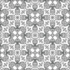 Geometric vector pattern with triangular elements. Seamless abstract ornament for wallpapers and backgrounds. Black and white colors. 