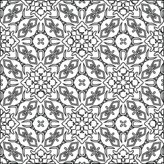 Geometric vector pattern with triangular elements. Seamless abstract ornament for wallpapers and backgrounds. Black and white colors. 