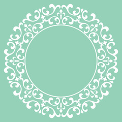 Decorative frame Elegant vector element for design in Eastern style, place for text. Floral white and green border. Lace illustration for invitations and greeting cards