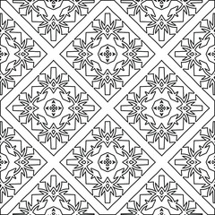 Geometric vector pattern with triangular elements. Seamless abstract ornament for wallpapers and backgrounds. Black and white colors. 