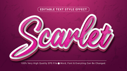 3d Scarlet Pink Layered Text Effect, Editable Text Effect
