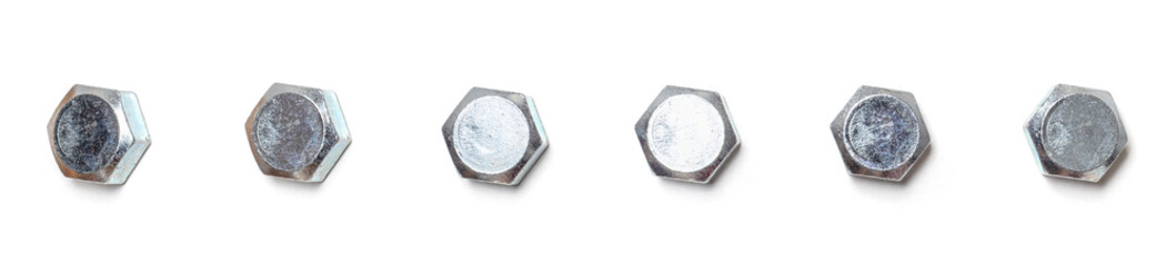 Hex bolt from different perspectives on a white background - obrazy, fototapety, plakaty